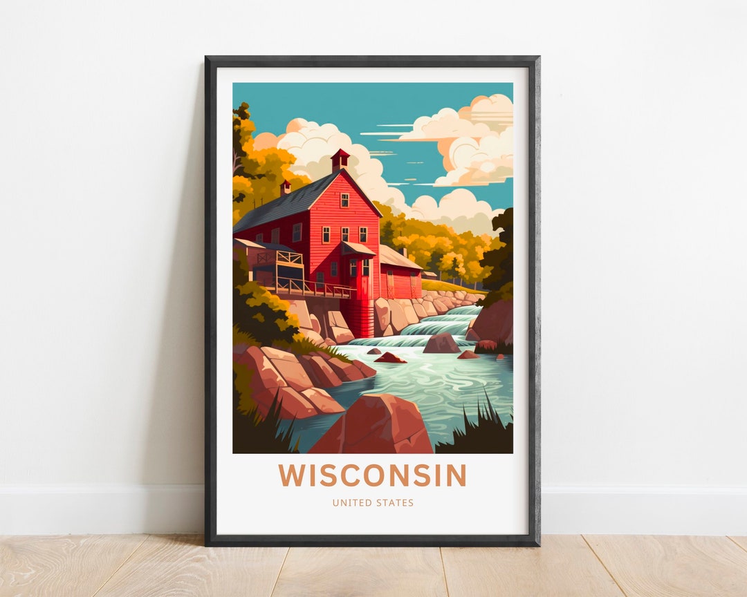 Wisconsin Travel Poster: Midwest Wall Art Print - Etsy