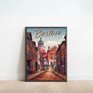 Boston Vintage Travel Poster, Boston print, USA Wall Art, Framed present, Gift United States Present