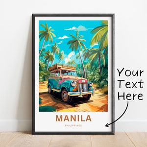 Personalized Manila Travel Print - Manila poster, Philippines Wall Art, Framed present, Gift Philippines Present