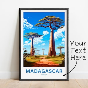 Personalized Madagascar Travel Print - Madagascar poster, Africa Wall Art, Framed present, Gift Africa Present