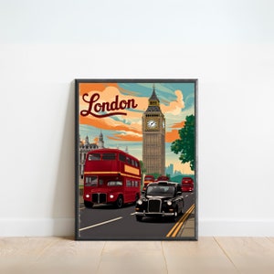 London Vintage Travel Poster - London print, England Wall Art, Framed present, Gift England Present