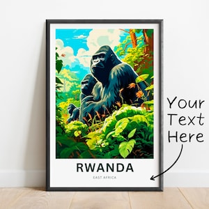 Personalized Rwanda Travel Print - Rwanda poster, East Africa Wall Art, Framed present, Gift United Africa Decor, Custom Text