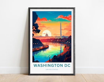 Washington DC Travel Print - Washington DC poster, United States Wall Art, Framed present, Gift United States Present