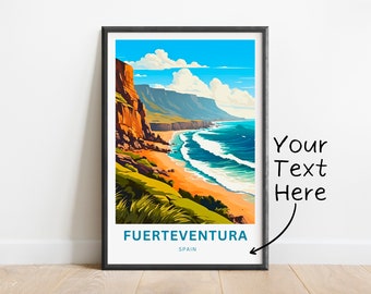 Personalized Fuerteventura Travel Print - Fuerteventura poster, Spain Wall Art, Framed present, Gift Spain Present