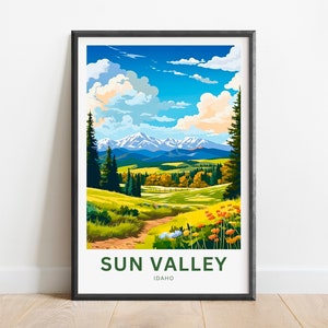 Sun Valley Travel Print - Sun Valley poster, Idaho Wall Art, Framed present, Gift Idaho Present