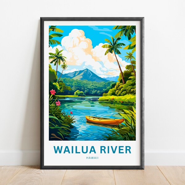 Wailua River Travel Print - Wailua River poster, Hawaii Wall Art, Framed present, Gift Hawaii Present