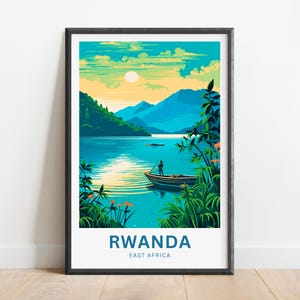 Rwanda Travel Print - Rwanda poster, East Africa Wall Art, Framed present, Gift United Africa Decor, Custom Text Personalized