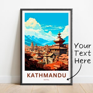 Personalized Kathmandu Travel Print - Kathmandu poster, Nepal Wall Art, Framed present, Gift Nepal Present