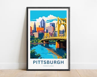 Pittsburgh Travel Print - Pittsburgh Poster, Pennsylvania Wandkunst, gerahmtes Geschenk, Pennsylvania Geschenk