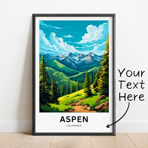 Personalized Aspen Travel Print - Aspen poster, Colorado Wall Art, Framed present, Gift Colorado United States Present