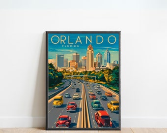 Orlando Vintage Travel Poster - Orlando Print, Florida Wall Art, Framed, Gift United States Present