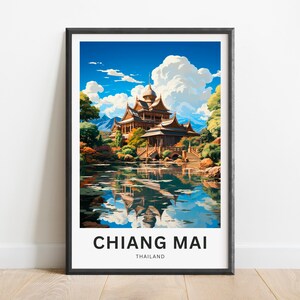 Chiang Mai Travel Print - Chiang Mai poster, Thailand Wall Art, Framed present, Gift Thailand Present