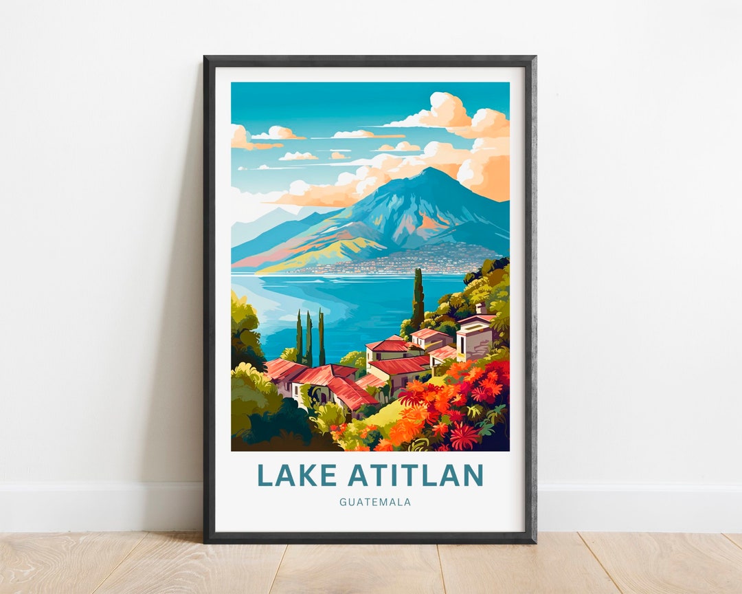 Lake Atitlán Travel Print Lake Atitlán Poster, Guatemala Wall Art