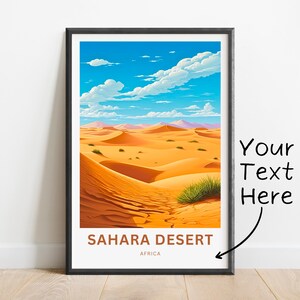 Personalisierte Sahara Desert Travel Print - Sahara Poster, Afrika Wandkunst, gerahmtes Geschenk, Geschenk Afrika Geschenk
