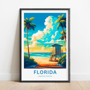 Florida Travel Print - Florida poster, United States Wall Art, Framed present, Gift United States Present