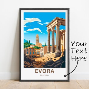 Personalized Evora Travel Print - Évora poster, Portugal Wall Art, Framed present, Gift Portugal Present