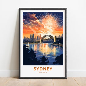 Sydney Harbour Bridge Travel Print - Sydney Harbour Bridge poster, Australia Wall Art, Framed, Gift Australia Decor Present, Custom Text