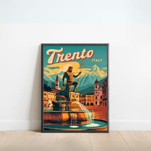 Trento Vintage Travel Poster - Trento print, Italy Wall Art, Framed present, Gift Italy Present