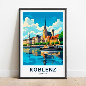 Koblenz Travel Print - Koblenz poster, Germany Wall Art, Framed present, Gift Germany Present
