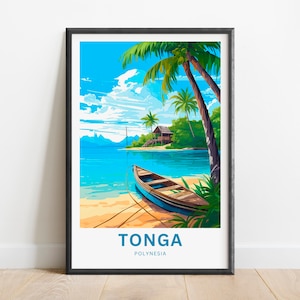 Tonga Travel Print - Tonga poster, Polynesia Wall Art, Framed present, Gift Oceania  Present