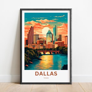 Dallas Travel Print - Dallas poster, Texas Wall Art, Framed present, Gift Texas Present, Customize Your Text