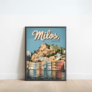 Milos Island Vintage Travel Poster - Milos Island print, Kenya Wall Art, Framed present, Gift Africa Present