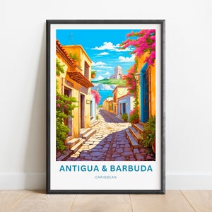 Antigua and Barbuda Travel Print - Antigua and Barbuda poster, Caribbean Wall Art,Gift Antigua and Barbuda Decor Present, Personalized Text