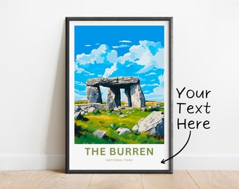 Personalized Burren National Park Travel Print - Burren National Park poster, Ireland Wall Art, Framed present, Gift Ireland Present