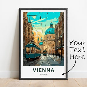 Impressão personalizada de viagem de Viena - pôster de Viena, arte de parede da Áustria, presente emoldurado, presente da Áustria