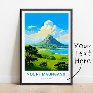 Personalized Mount Maunganui Travel Print - Mount Maunganui poster, New Zealand Wall Art, Framed present, Gift New Zealand Present