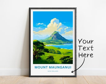 Personalized Mount Maunganui Travel Print - Mount Maunganui poster, New Zealand Wall Art, Framed present, Gift New Zealand Present