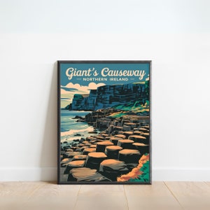 Giant&#39;s Causeway Vintage Travel Poster - Giant&#39;s Causeway Print, Ireland Wall Art, Framed, Gift Ireland Present