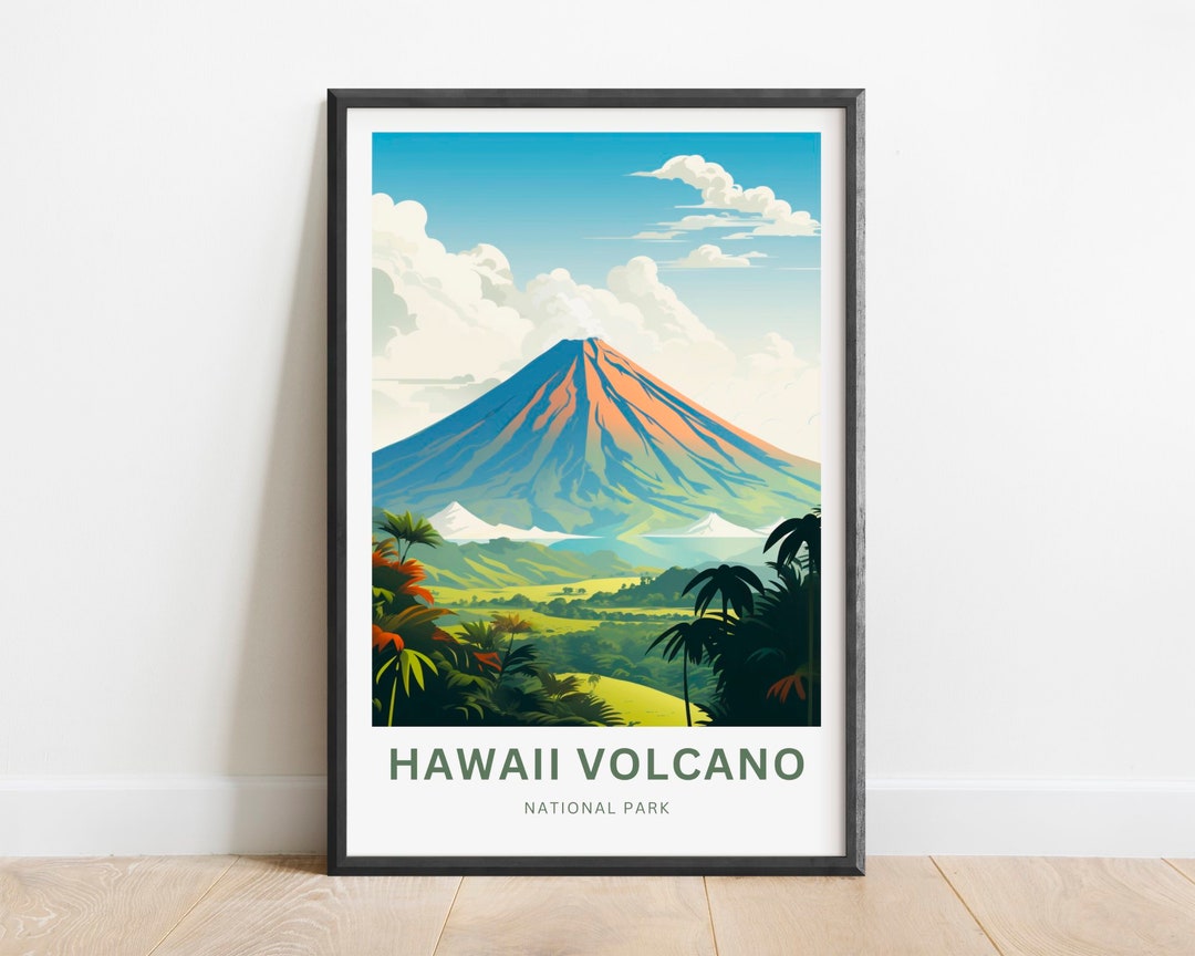 Hawaii Volcano Travel Print - Hawaii Volcano Poster, Hawaii Wall Art
