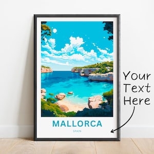 Personalisierter Mallorca Reisedruck - Mallorca Poster, Spanien Balearen Wandkunst, gerahmtes Geschenk, Geschenk Spanien vorhanden
