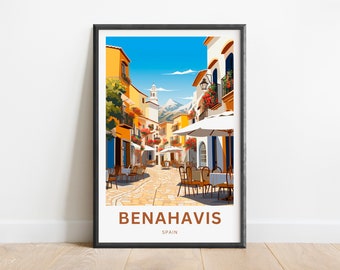 Benahavis Travel Print - Benahavis poster, Spain Wall Art, Framed present, Gift Spain Present