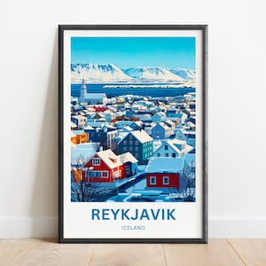 Reykjavik Travel Print - Reykjavik poster, Iceland Wall Art, Framed present, Gift Iceland Present