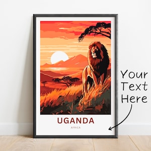 Personalized Uganda Travel Print - Uganda poster, Africa Wall Art, Framed present, Gift Africa Decor Present, Customize Your Text