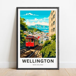 Wellington Travel Print - Wellington poster, Zealand Wall Art, Framed present, Gift Zealand Present