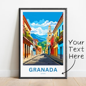 Personalized Granada Travel Print - Granada poster, Spain Wall Art, Framed present, Gift Spain Present