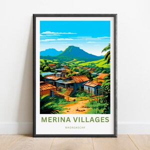 Merina Villages Travel Print - Merina Villages Madagascar poster, Africa Wall Art, Framed present, Gift Madagascar Present