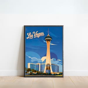 Strat Las Vegas Vintage Travel Poster - Las Vegas Print, US Wall Art, Framed, Gift Nevada Present