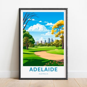 Adelaide Travel Print - Adelaide Poster, Australien Wandkunst, gerahmtes Geschenk, Geschenk Australien