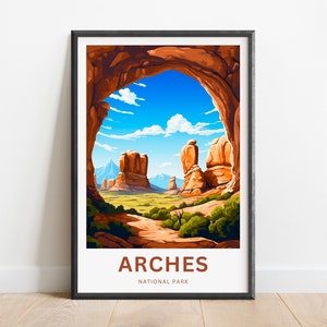 Arches Travel Print - Arches poster, National Park Wall Art, Framed present, Gift Utah Present