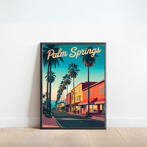 Palm Springs Vintage Travel Poster - Palm Springs print, California Wall Art, Framed present, Gift California Present