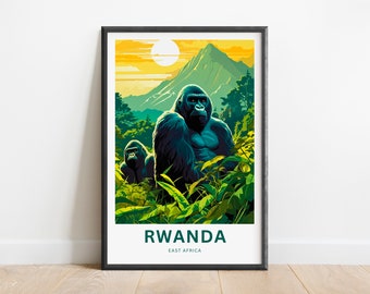 Rwanda Wall Art Print - Minimalist Lake Landscape