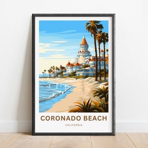 Impressão de viagem de Coronado - pôster de Coronado Valley, arte de parede da Califórnia, presente emoldurado, presente presente da Califórnia