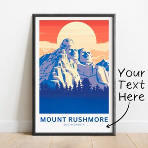 Personalized Mount Rushmore Travel Print - South Dakota poster, Mount Rushmore Wall Art, Framed present, Gift South Dakota Present