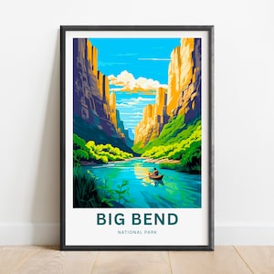 Impresión de viaje al Parque Nacional Big Bend: póster de Big Bend, arte de pared de Texas, regalo enmarcado, regalo de Estados Unidos, texto personalizado