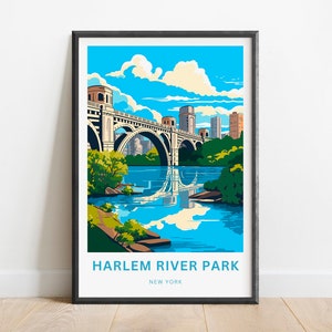 Harlem River Park Travel Print - Harlem River Park poster, New York Wall Art, Framed present, Gift New York Present