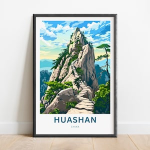 Huashan Travel Print - Mount Hua poster, China Wall Art, Framed present, Gift China Present